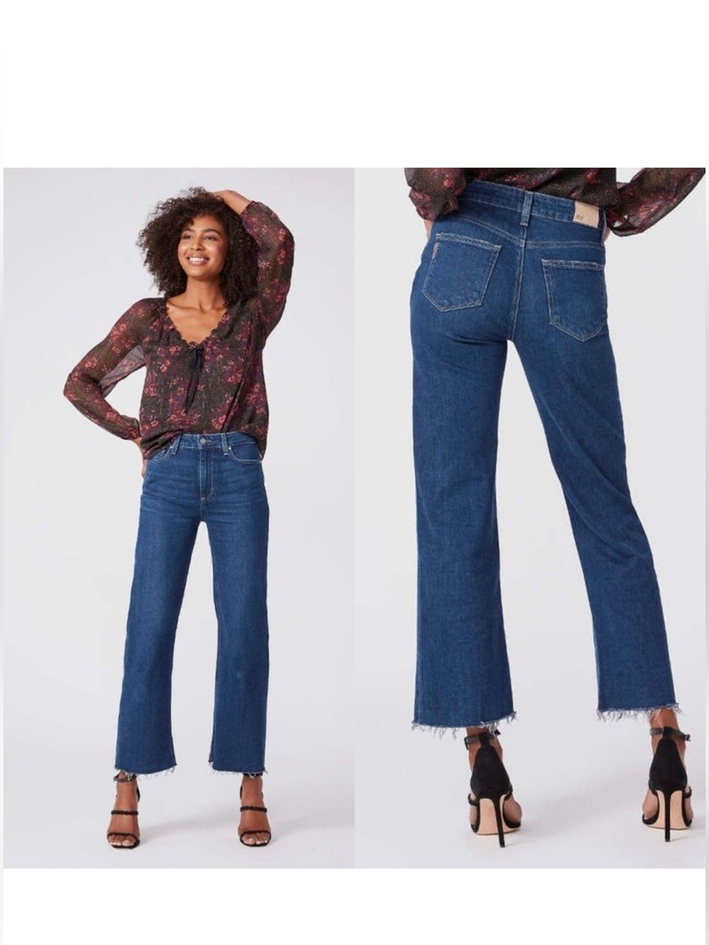 PAIGE Leenah Ankle straight leg raw hem jeans in "Gracie Lou" wash sz 27